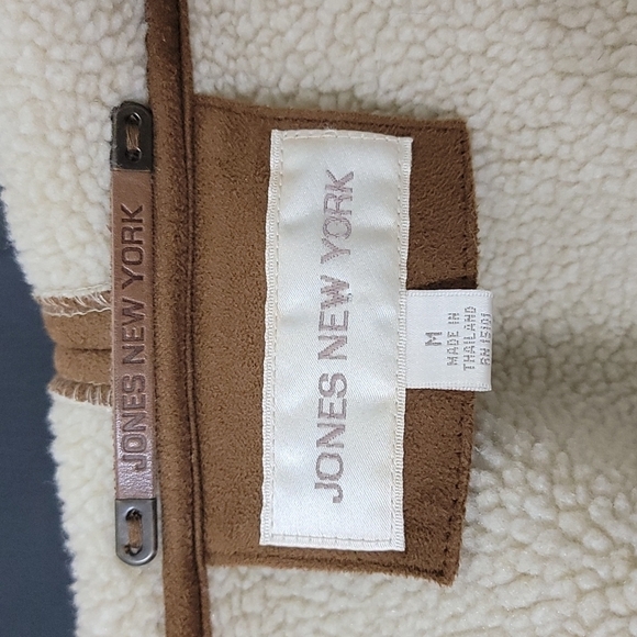JONES new york brown fleece jacket with hoodie - Picture 5 of 6